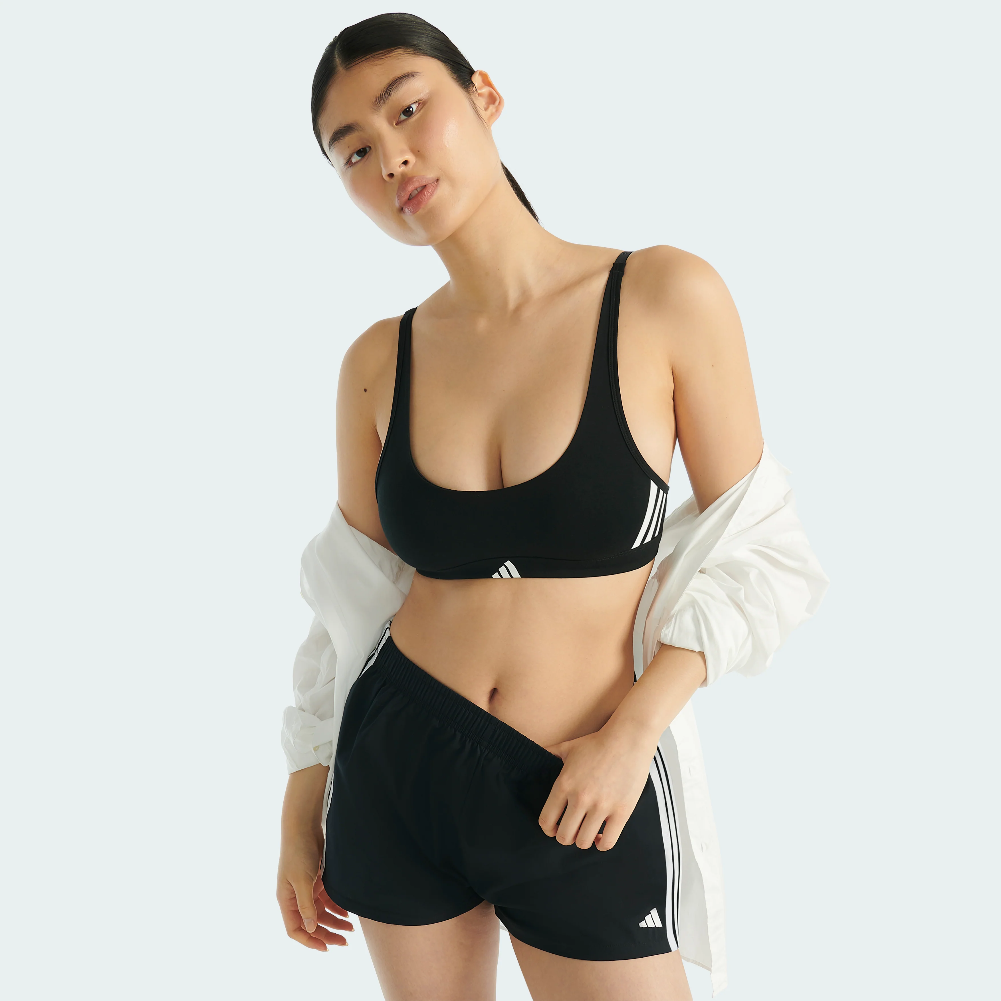 ACTIVE ESSENTIALS COTTON 3 STRIPES SCOOP BRALETTE - Image 7